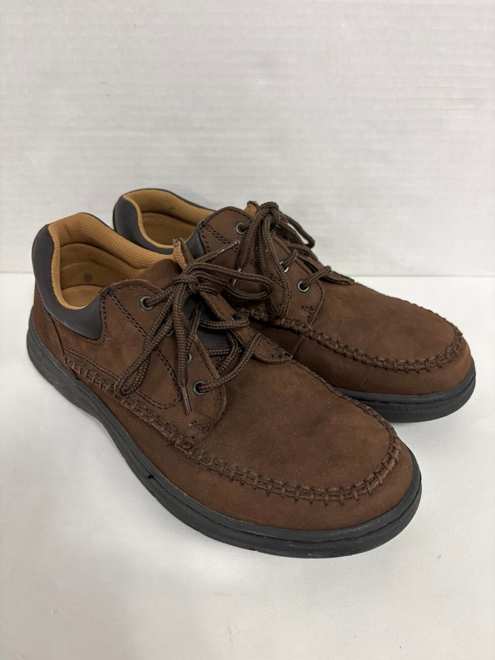 Earth Spirit Kirk Mens 12 W Brown Leather Oxford Comfort Shoes Moc Toe Lace Up